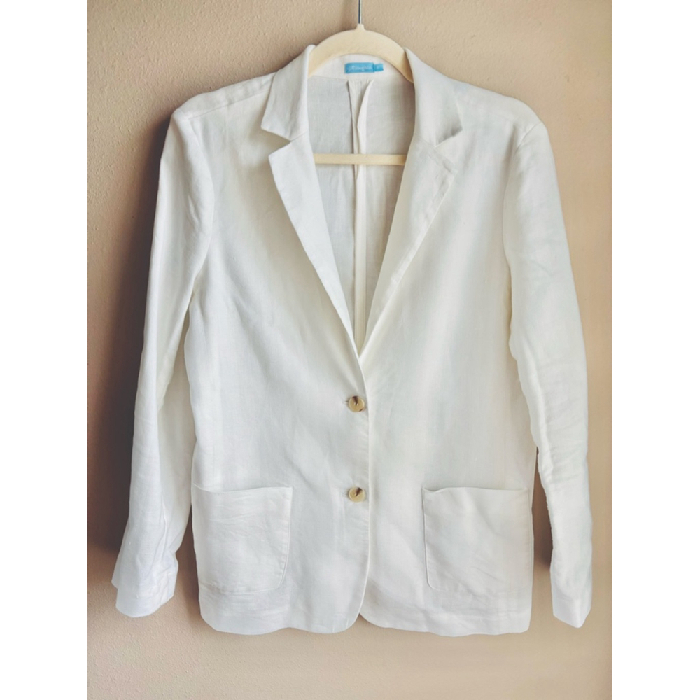 EUC J.McLaughlin Women’s Merona Linen-Blend Jacket in Ivory | Sz M - Picture 1 of 9